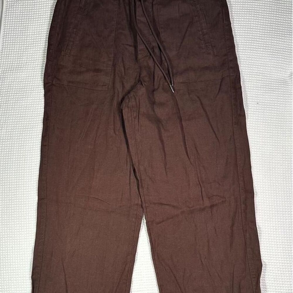 100% linen Women's Athleta brown wide leg pants in XS